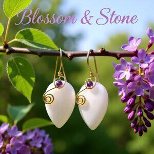 White & Amethyst Statement Earrings ~ OOAK Feminine Allure ~ Dreamy Goddess